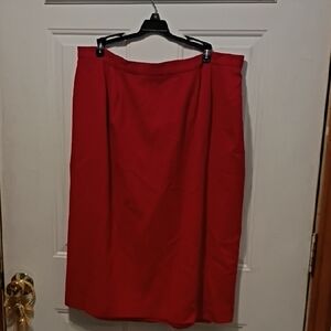 Elegant Red Wool L- XL Women's Skirt Office Chic